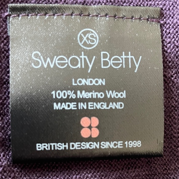 $150 Sweaty Betty Merino Wool Sweater XSmall Color Block High Crew Thumb Holes - Picture 9 of 13